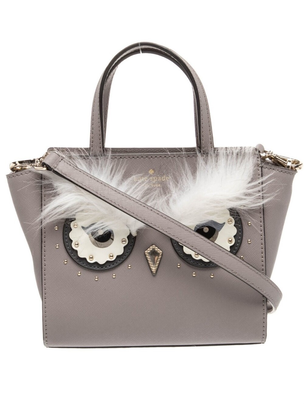 Kate Spade Mini Gray Owl Hadlee Saffiano Leather Tote & Crossbody
